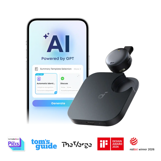 Anker soundcore Work | Coin-Sized Wearable AI Note Taker / Voice Recorder
